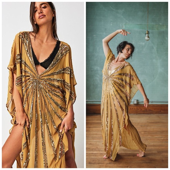 Free People Dresses & Skirts - Free People Jens Pirate Booty Starburst Avenue Embellished Kaftan Maxi Beaded